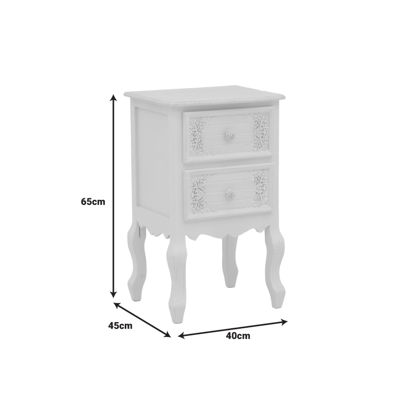 Κομοδίνο Pazlen Inart mdf σε λευκή αντικέ απόχρωση 40x45x65εκ - Pakobazaar