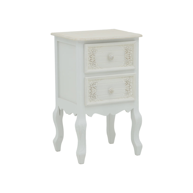 Κομοδίνο Pazlen Inart mdf σε λευκή αντικέ απόχρωση 40x45x65εκ - Pakobazaar