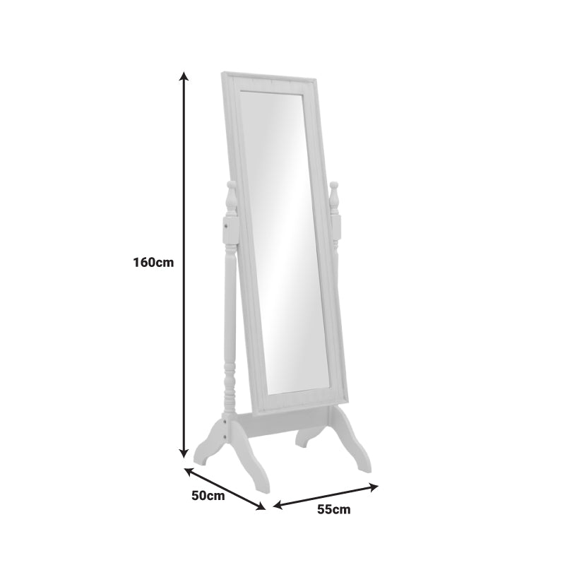 Καθρέπτης Malone Inart mdf σε λευκή αντικέ απόχρωση 55x50x160εκ - Pakobazaar