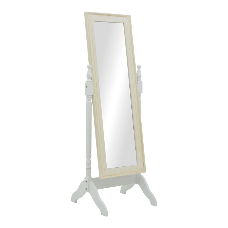 Καθρέπτης Malone Inart mdf σε λευκή αντικέ απόχρωση 55x50x160εκ - Pakobazaar