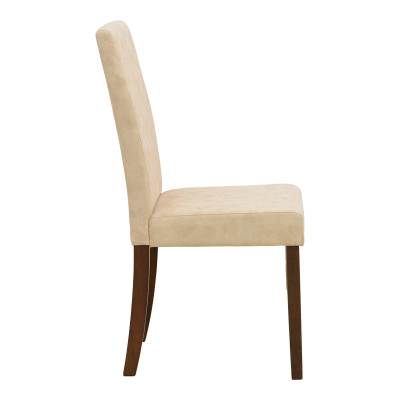 Καρέκλα Zeben  αντικέ εκρού ύφασμα με καρυδί rubberwood 43,5x55,5x93,5εκ - Pakobazaar