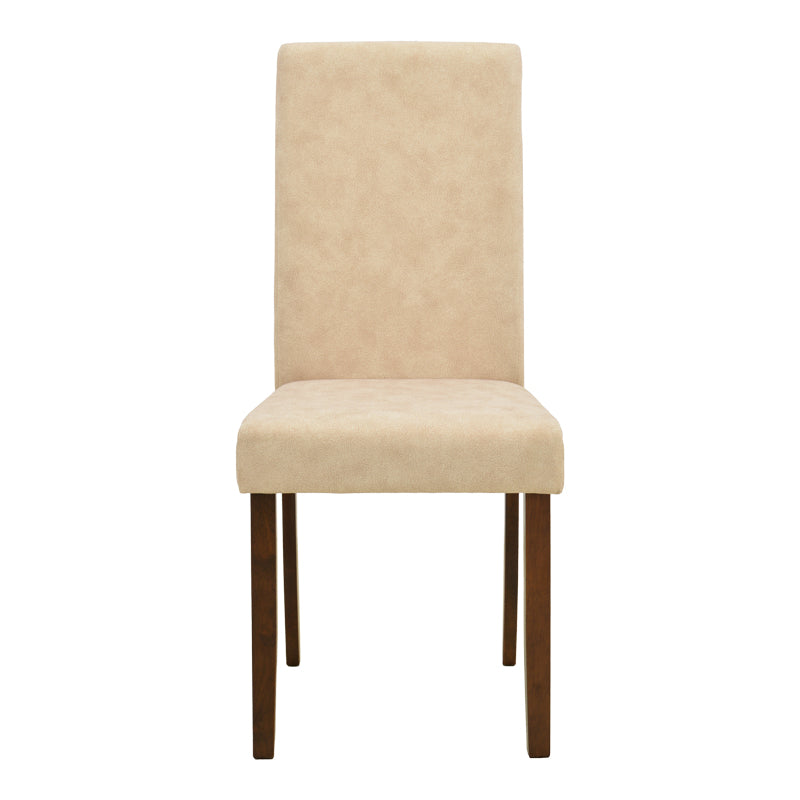 Καρέκλα Zeben  αντικέ εκρού ύφασμα με καρυδί rubberwood 43,5x55,5x93,5εκ - Pakobazaar