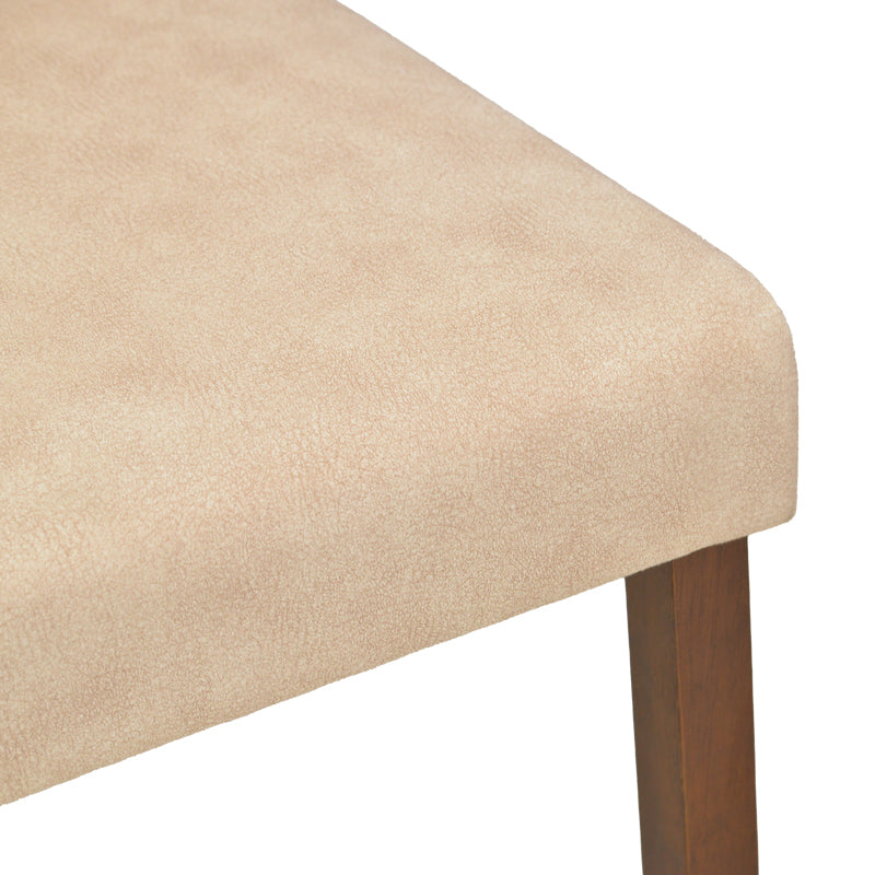 Καρέκλα Zeben  αντικέ εκρού ύφασμα με καρυδί rubberwood 43,5x55,5x93,5εκ - Pakobazaar