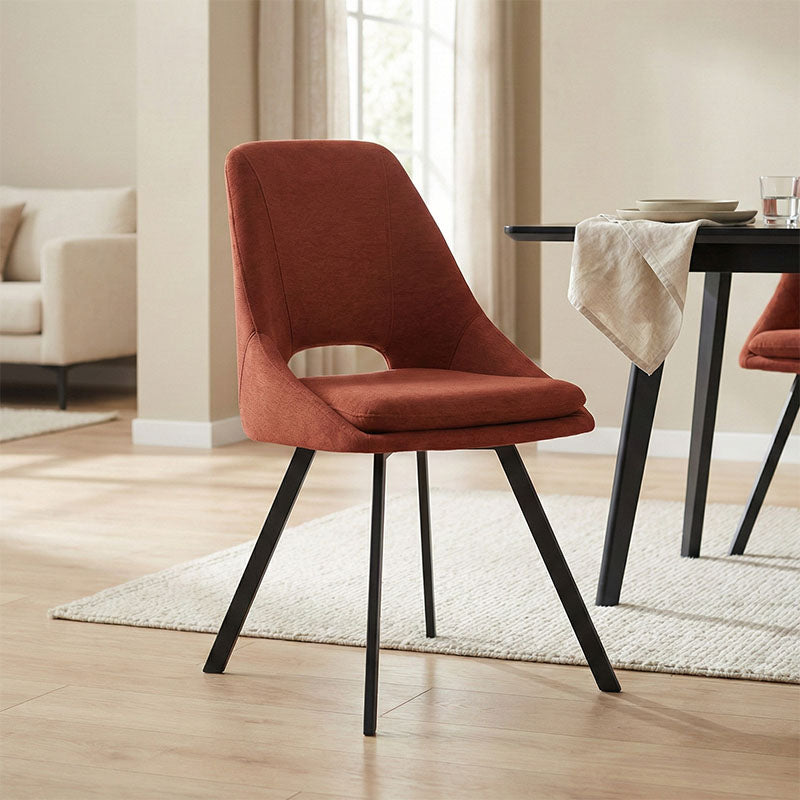 Καρέκλα Initiate  terracotta ύφασμα-πόδι μαύρο μέταλλο 48x57x85εκ - Pakobazaar