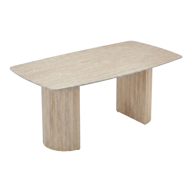 Τραπέζι Loosir  mdf-sandstone σε όψη τραβερτίνας 180x90x74εκ - Pakobazaar