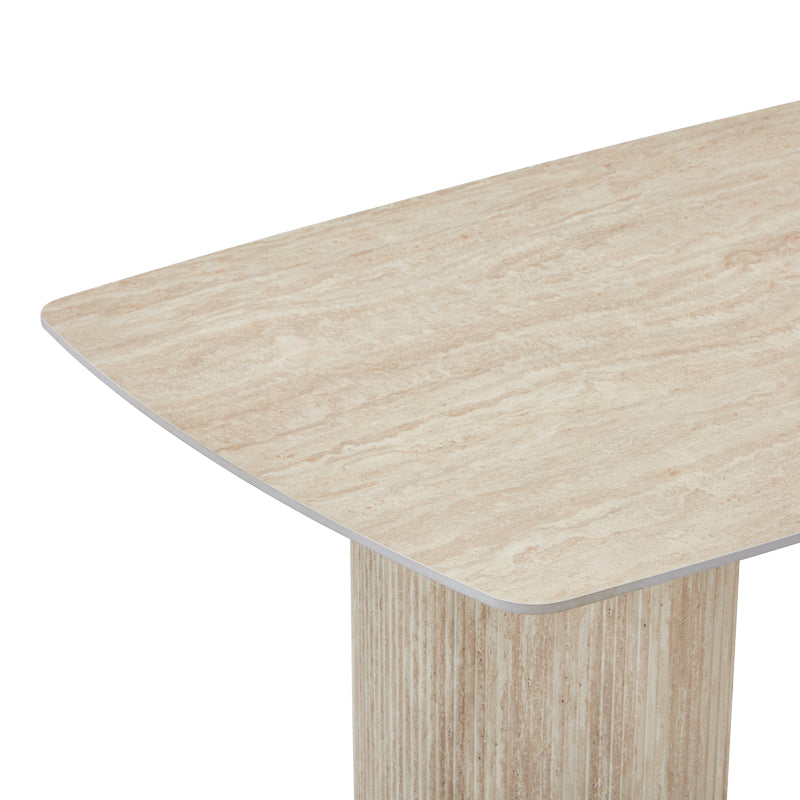 Τραπέζι Loosir  mdf-sandstone σε όψη τραβερτίνας 180x90x74εκ - Pakobazaar