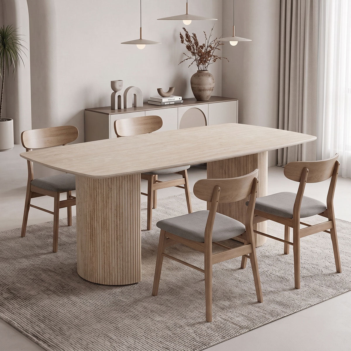 Τραπέζι Loosir  mdf-sandstone σε όψη τραβερτίνας 180x90x74εκ - Pakobazaar