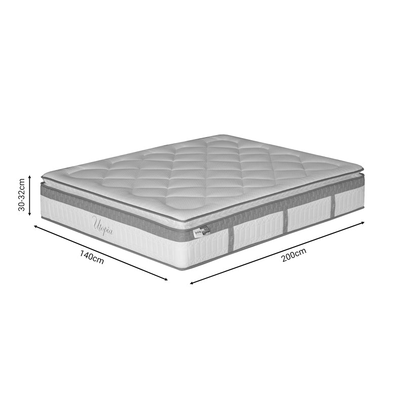 Στρώμα Utopia  pocket spring μονής όψης με ανώστρωμα 30-32cm 140x200εκ - Pakobazaar