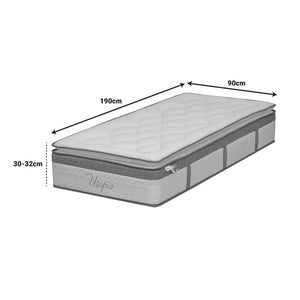Στρώμα Utopia  pocket spring με ανώστρωμα 30-32cm 90x190εκ - Pakobazaar