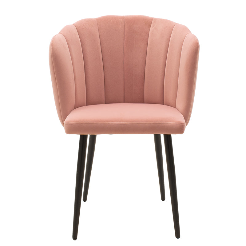 Καρέκλα Esme  βελούδο ροζ-μαύρο πόδι