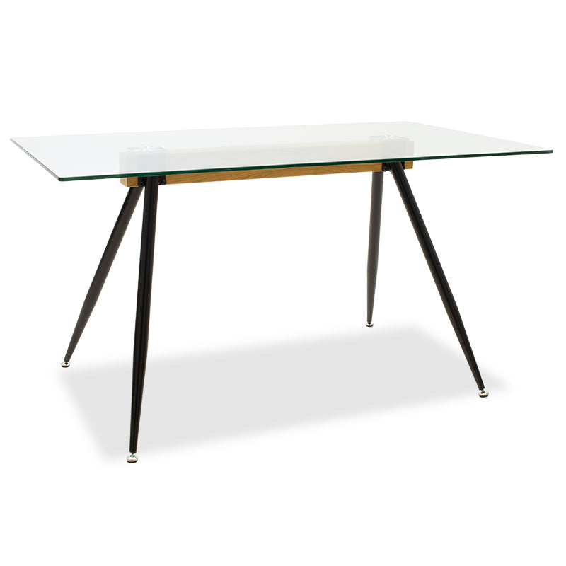 Τραπέζι Astrid  γυάλινο 10χιλ - πόδι μαύρο 140x80x75εκ - Image 1