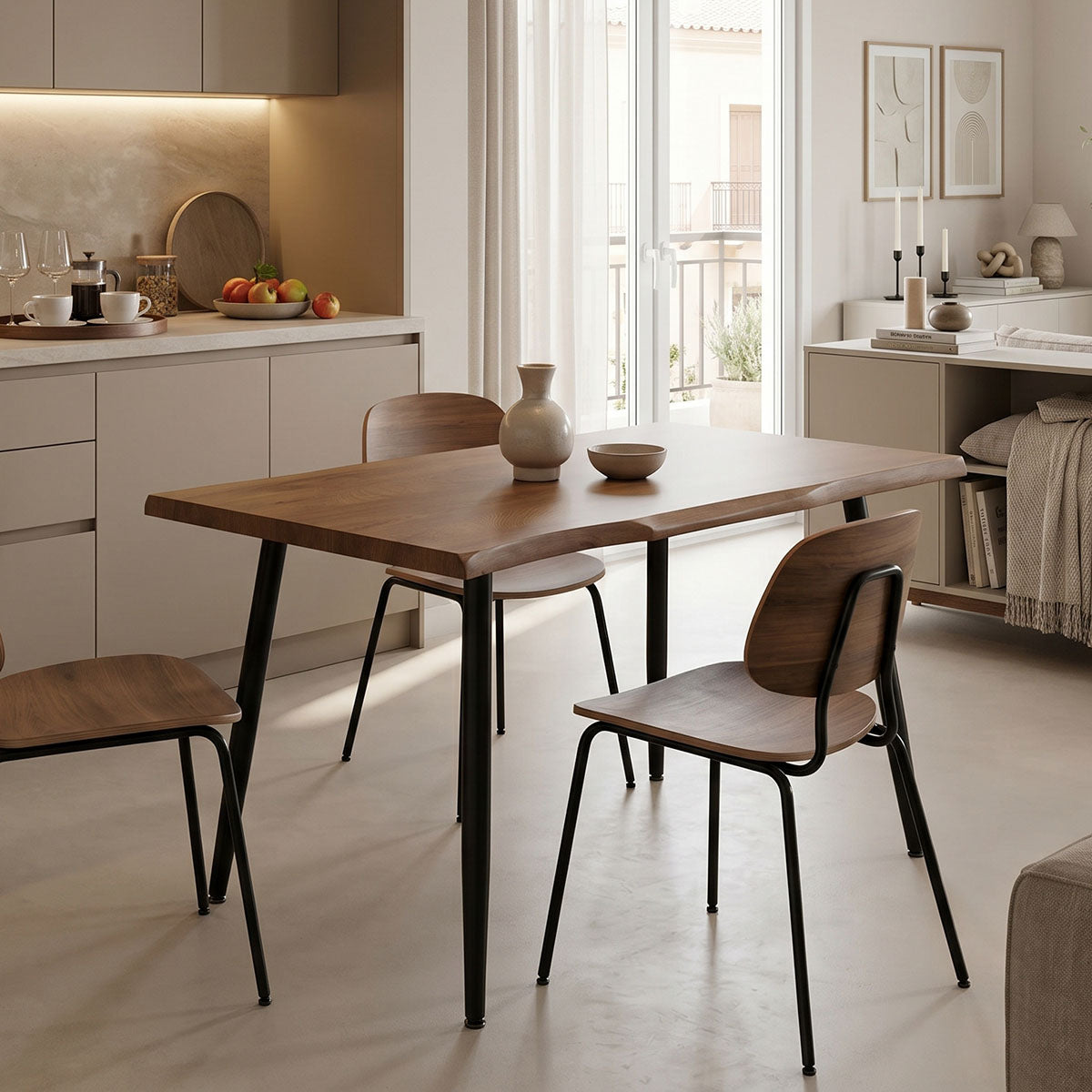 Τραπέζι Neve  MDF καρυδί-πόδι μεταλλικό μαύρο 120x80x75εκ - Pakobazaar