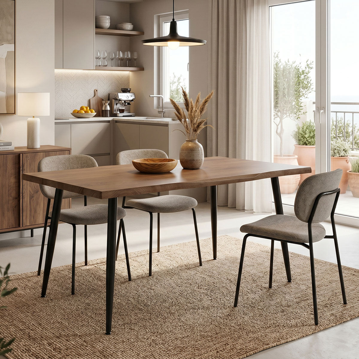 Τραπέζι Neve  MDF καρυδί-πόδι μεταλλικό μαύρο 140x80x75εκ - Pakobazaar