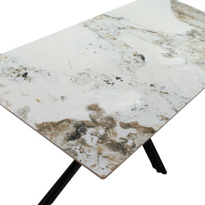 Τραπέζι Bethan  sintered stone λευκό μαρμάρου-μαύρο 180x90x75εκ - Pakobazaar