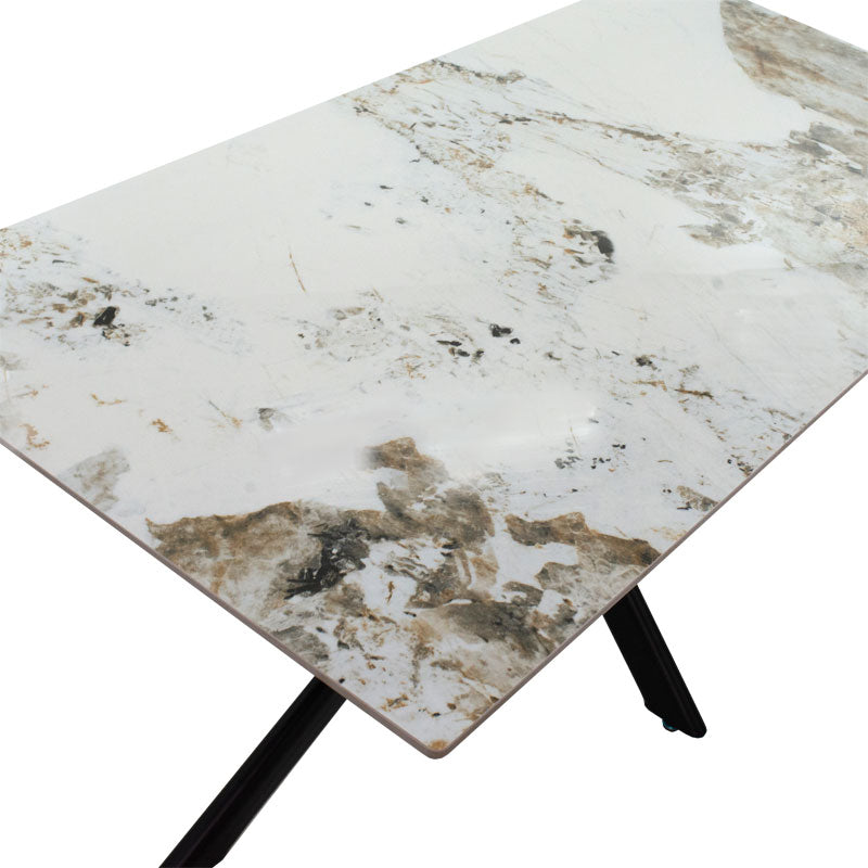 Τραπέζι Bethan  sintered stone λευκό μαρμάρου-μαύρο 180x90x75εκ - Pakobazaar