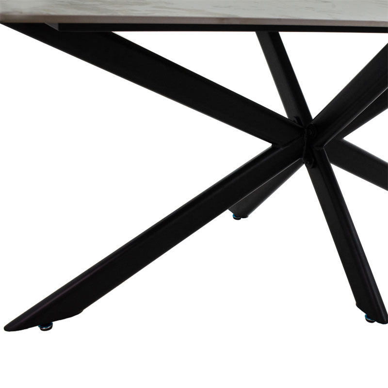 Τραπέζι Bethan  sintered stone λευκό μαρμάρου-μαύρο 180x90x75εκ - Pakobazaar