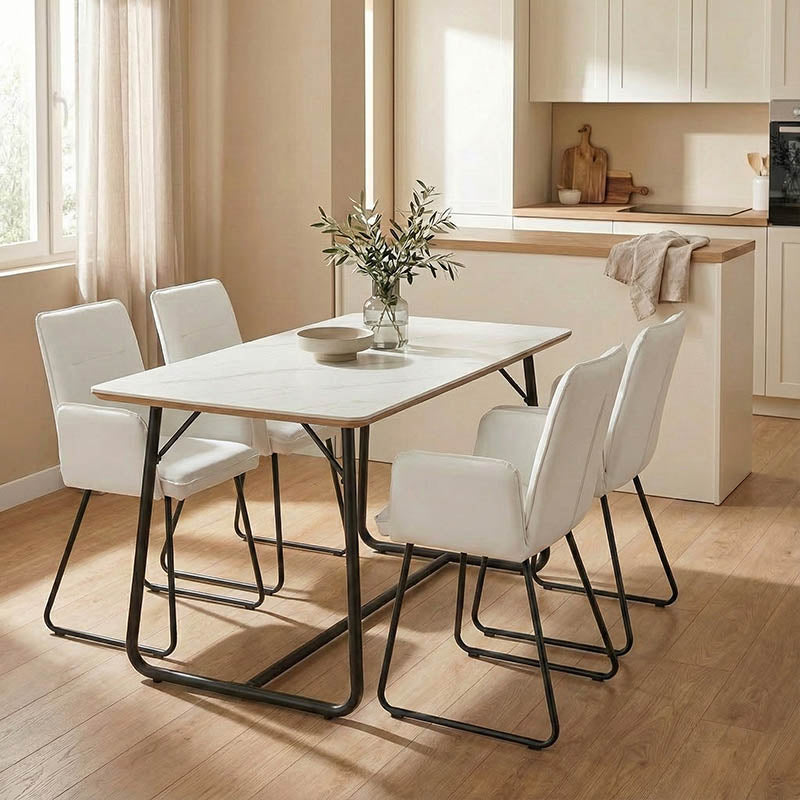 Τραπέζι Revello  sintered stone λευκό μαρμάρου-μαύρο 150x90x75εκ - Pakobazaar