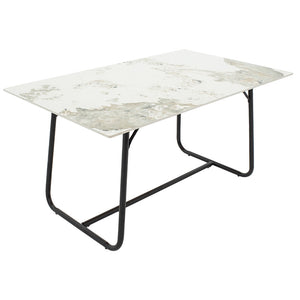 Τραπέζι Revello  sintered stone λευκό μαρμάρου-μαύρο 150x90x75εκ - Pakobazaar