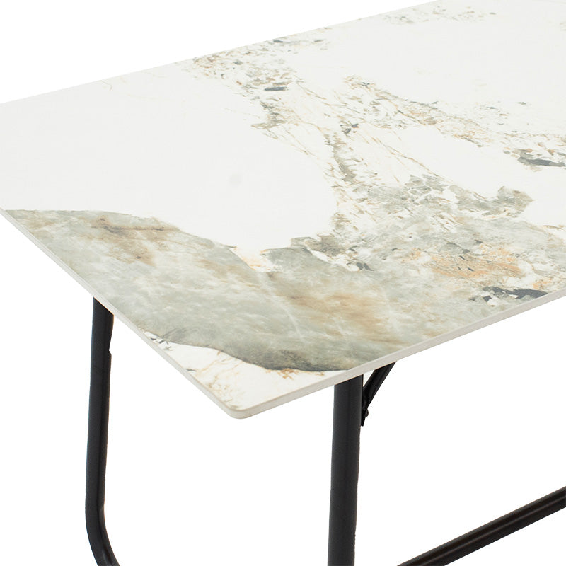 Τραπέζι Revello  sintered stone λευκό μαρμάρου-μαύρο 150x90x75εκ - Pakobazaar