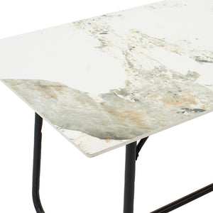 Τραπέζι Revello  sintered stone λευκό μαρμάρου-μαύρο 150x90x75εκ - Pakobazaar