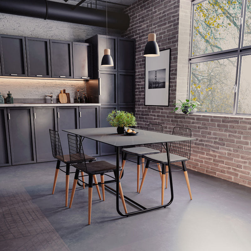 Τραπέζι Revello  sintered stone μαύρο μαρμάρου-μαύρο 150x90x75εκ - Pakobazaar