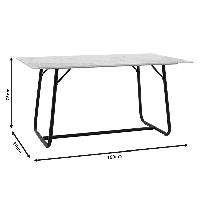 Τραπέζι Revello  sintered stone μαύρο μαρμάρου-μαύρο 150x90x75εκ - Pakobazaar