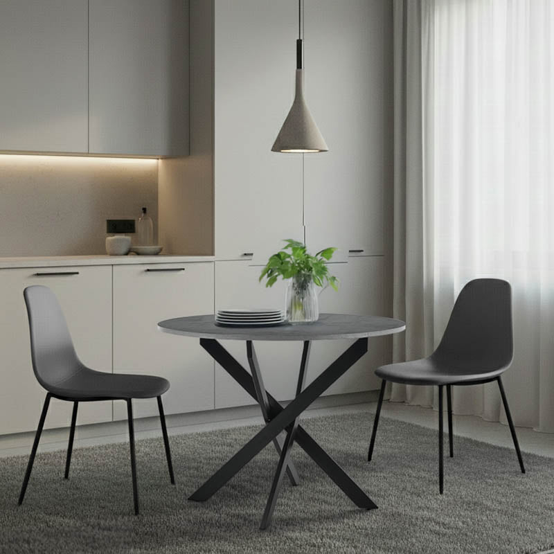 Τραπέζι Dammero  mdf σε ανθρακί απόχρωση με πόδι μαύρο μέταλλο Φ100x75εκ - Pakobazaar