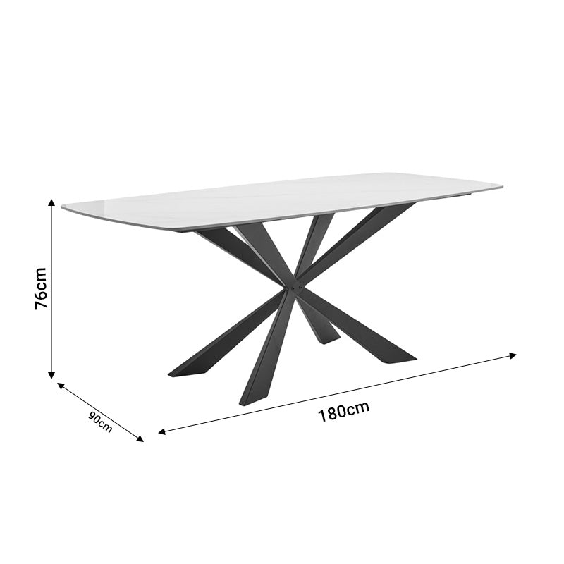 Τραπέζι Viano  sintered stone ανοιχτό γκρι-μαύρο 180x85x76εκ - Pakobazaar