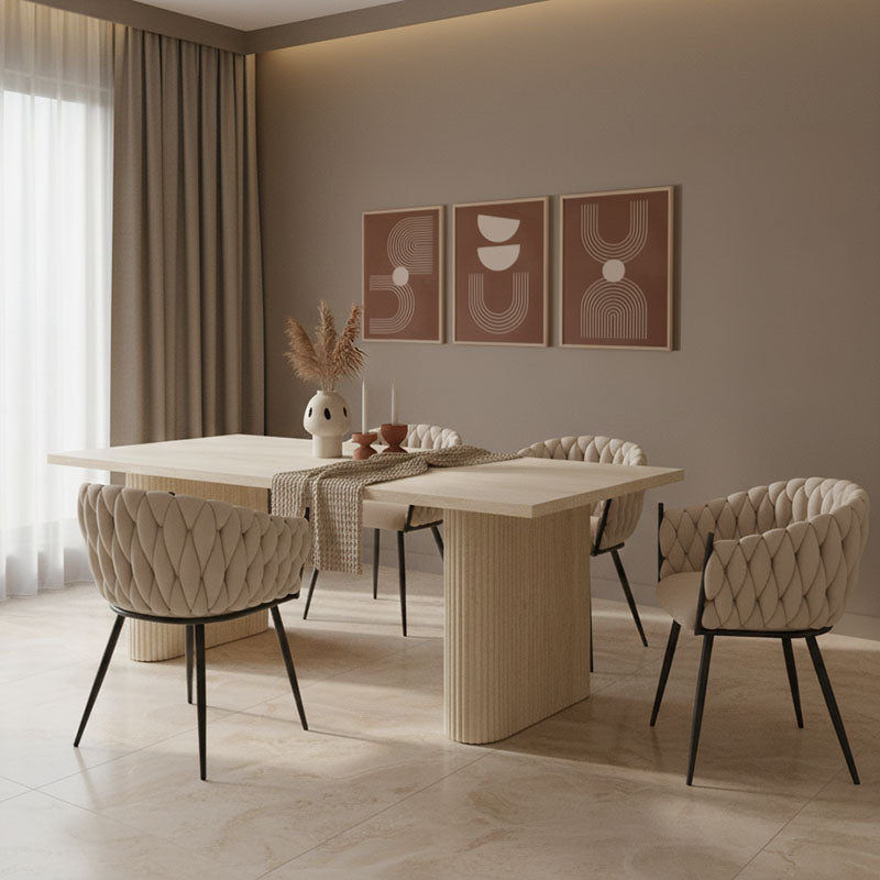 Τραπέζι Loozir  mdf σε όψη τραβερτίνας 180x90x75εκ - Pakobazaar