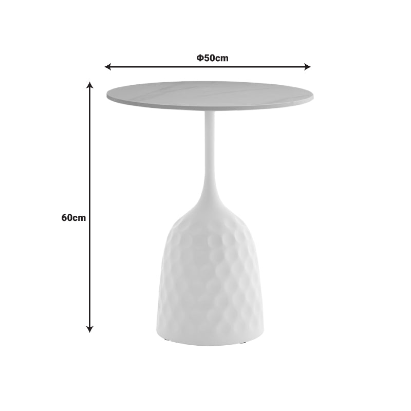 Βοηθητικό τραπέζι Kousien Inart λευκό sintered stone Φ50x60εκ - Image 5