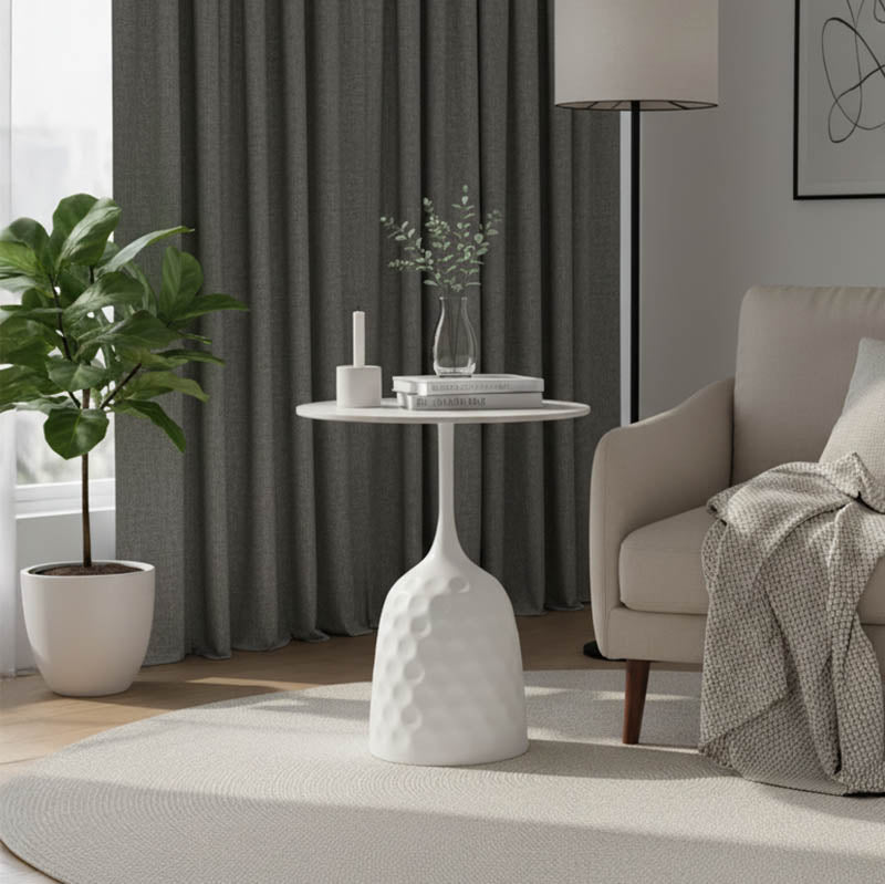 Βοηθητικό τραπέζι Kousien Inart λευκό sintered stone Φ50x60εκ - Image 1