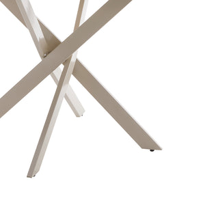Τραπέζι Dammero  mdf κρεμ απόχρωση με πόδι κρεμ μέταλλο Φ100x75εκ - Pakobazaar