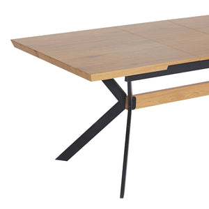 Τραπέζι Jessamy  επεκτεινόμενο MDF 43mm σε φυσική απόχρωση και πόδι μεταλλικό μαύρο 160/200x90x76εκ - Pakobazaar