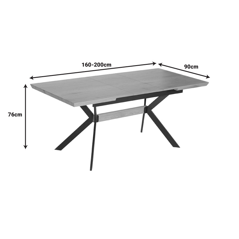 Τραπέζι Jessamy  επεκτεινόμενο MDF 43mm σε φυσική απόχρωση και πόδι μεταλλικό μαύρο 160/200x90x76εκ - Pakobazaar