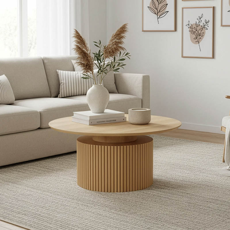 Τραπέζι σαλονιού Opols  mdf σε φυσική απόχρωση Φ90x42εκ - Pakobazaar