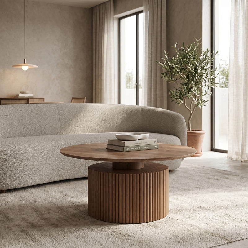 Τραπέζι σαλονιού Opols  mdf καρυδί Φ90x42εκ - Pakobazaar