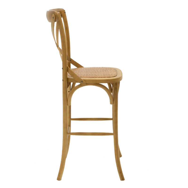 Σκαμπό μπαρ Reid  ξύλο sonoma-έδρα καφέ rattan - Image 3