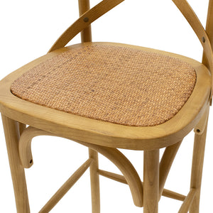Σκαμπό μπαρ Reid  ξύλο sonoma-έδρα καφέ rattan - Image 6