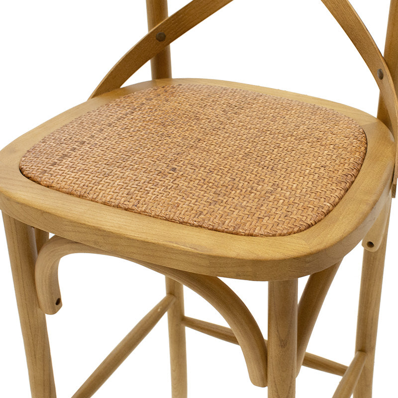 Σκαμπό μπαρ Reid  ξύλο sonoma-έδρα καφέ rattan - Image 6
