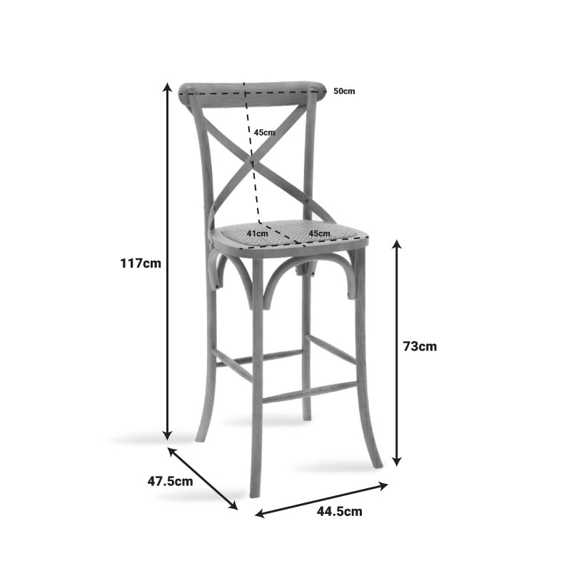 Σκαμπό μπαρ Reid  ξύλο sonoma-έδρα καφέ rattan - Image 9