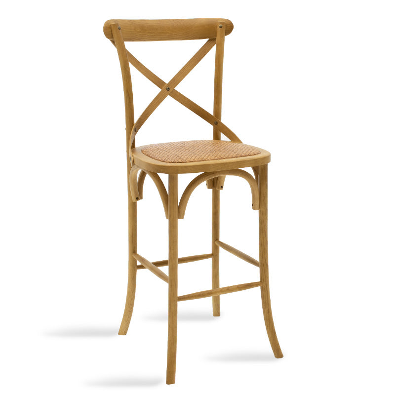 Σκαμπό μπαρ Reid  ξύλο sonoma-έδρα καφέ rattan - Image 1