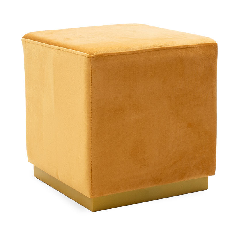 Σκαμπό σαλονιού Pyra  βελούδο χρυσό 39x39x41εκ