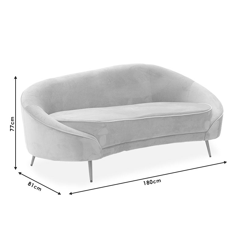 Καναπές 3θέσιος Amora  βελούδο μπεζ-χρυσό 180x81x77εκ - Image 6