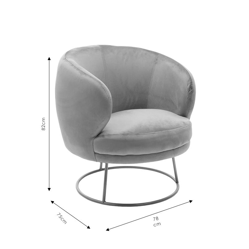 Πολυθρόνα Rony  βελούδο γκρι-χρυσό 78x75x82εκ - Pakobazaar