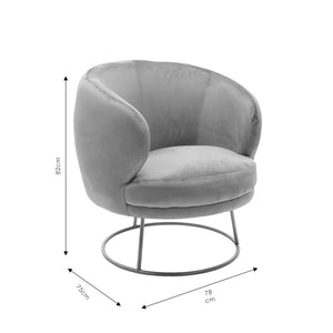 Πολυθρόνα Rony  βελούδο γκρι-χρυσό 78x75x82εκ - Pakobazaar