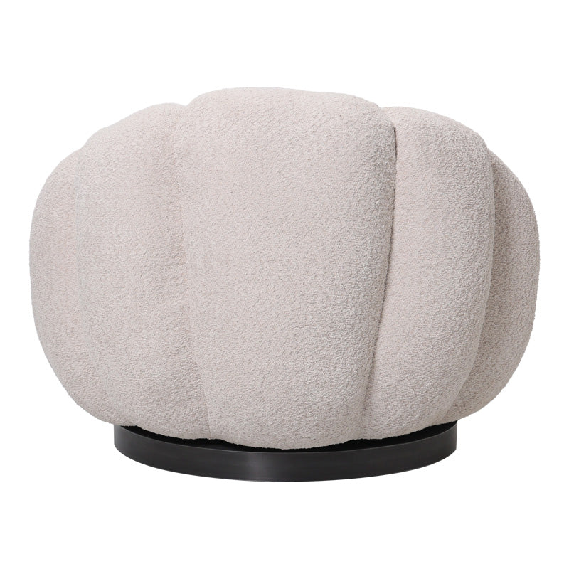 Πολυθρόνα περιστρεφόμενη Nester  μπουκλέ ύφασμα σε μπεζ απόχρωση 98x97x69εκ - Pakobazaar