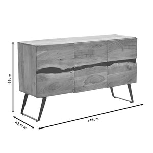 Μπουφές Imena  μασίφ ξύλο 4εκ φυσικό-μαύρο 148x43.5x86εκ - Pakobazaar