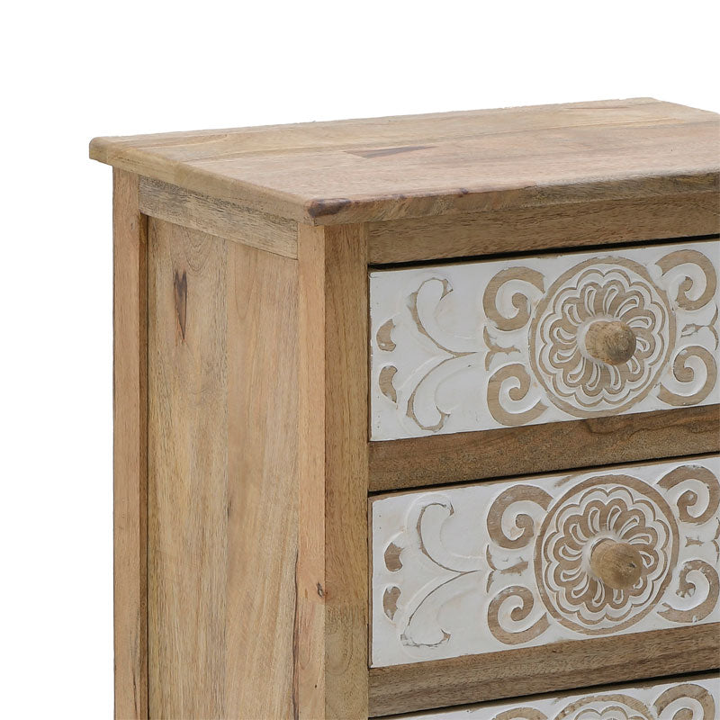 Συρταριέρα Inart 3-50-245-0017 ξύλο φυσικό-λευκό 50x32x61εκ - Pakobazaar
