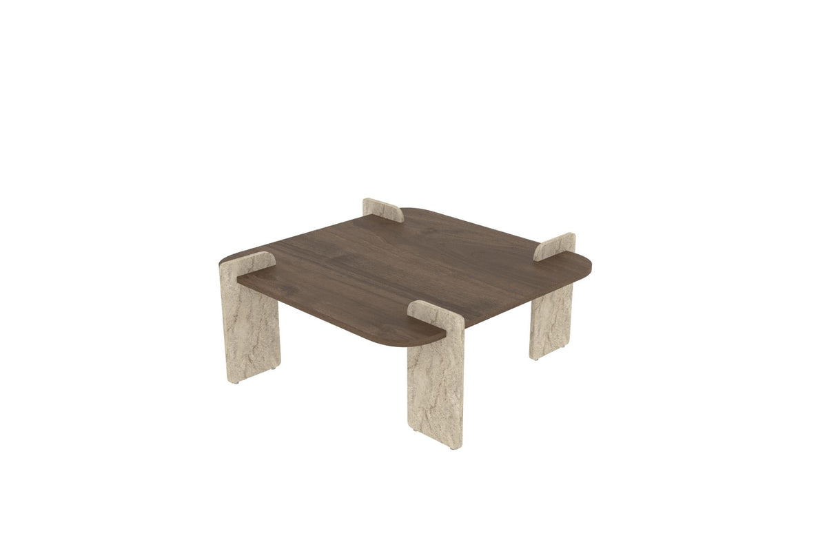 Τραπεζάκι Σαλονιού Mavromati Καρυδί - Travertine 90x90x35 εκ. Μελαμίνης
