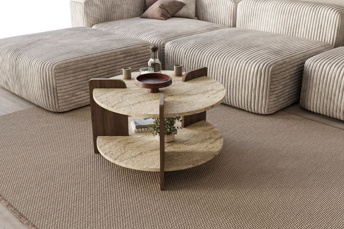 Τραπεζάκι Σαλονιού Zachlorou Travertine - Καρυδί 70x70x45 εκ. Μελαμίνης